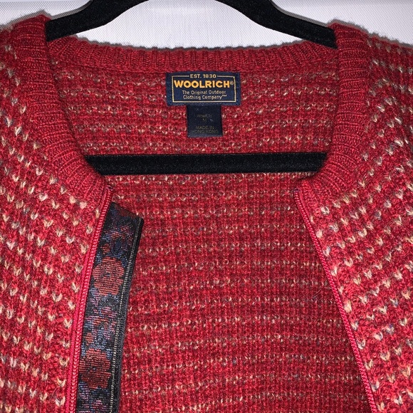 Woolrich Red Knitted Zip Up Sweater Jacket - Picture 3 of 5